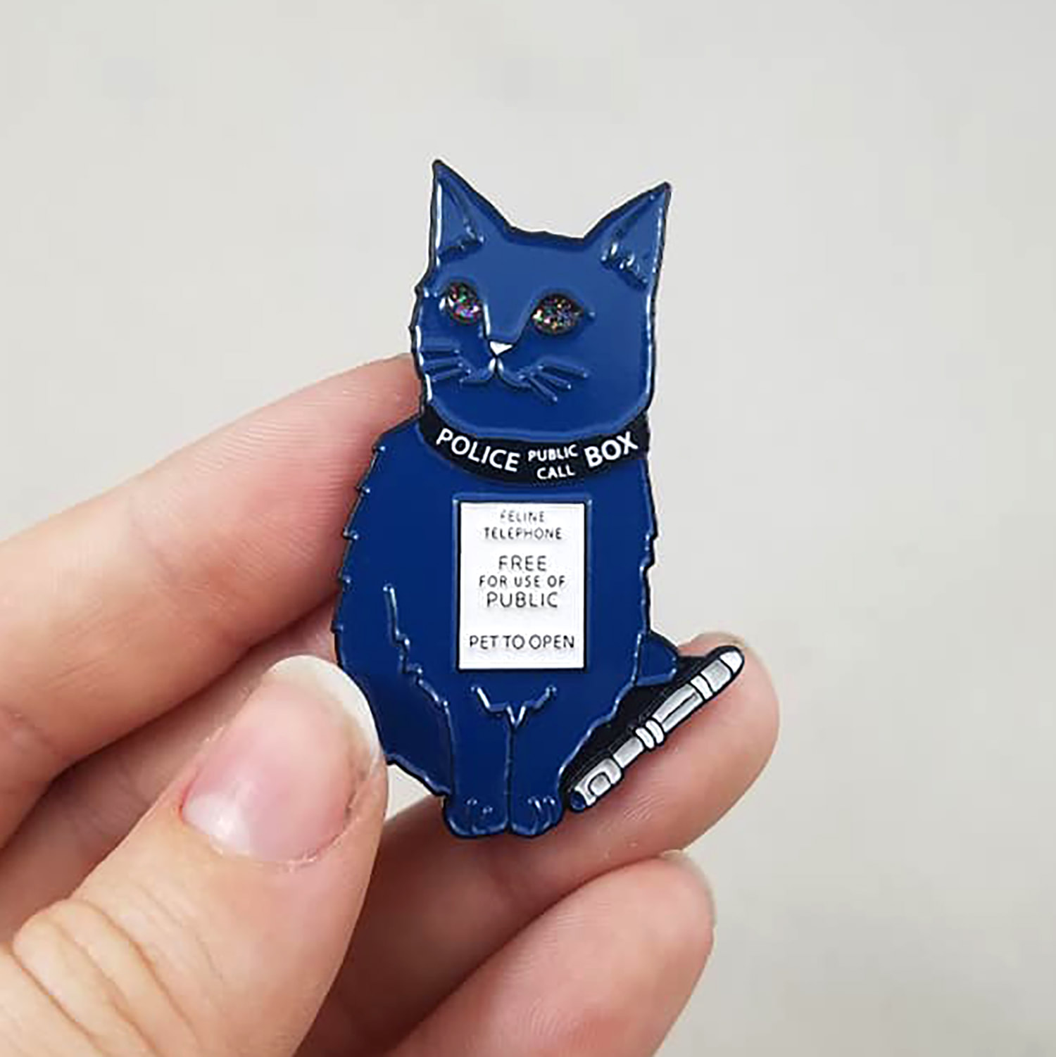 Enamel Pin Blue Box Kitten 